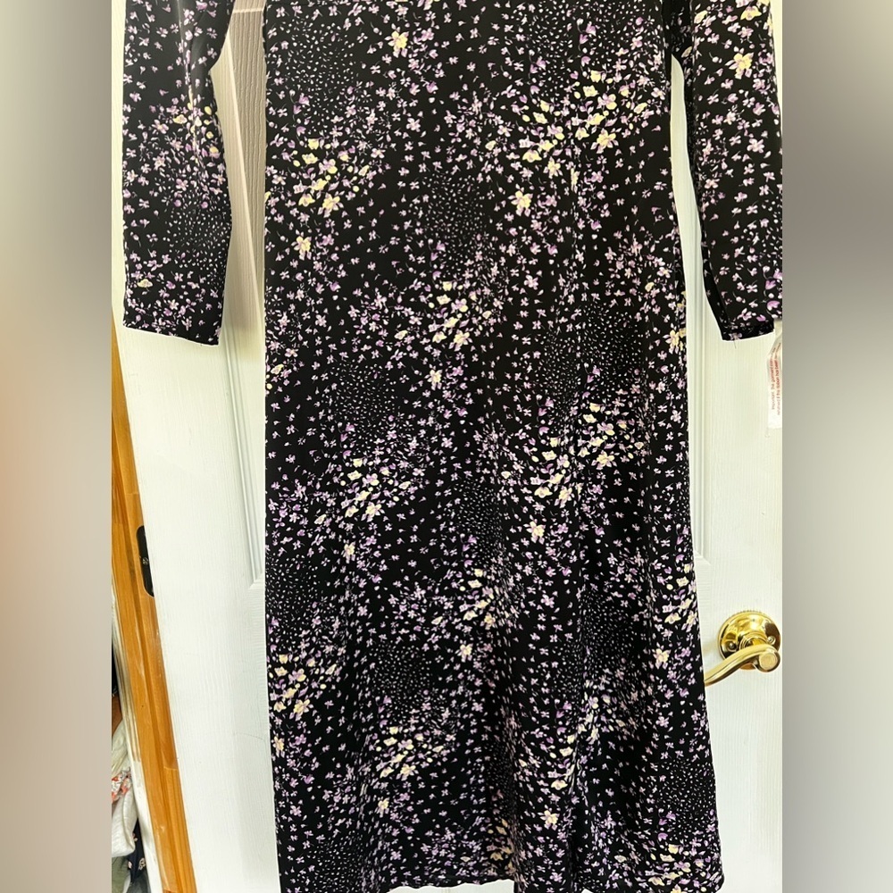 missguided slit dress ( floral, multicolored purple black ) size 4 maxi boho - Picture 5 of 9